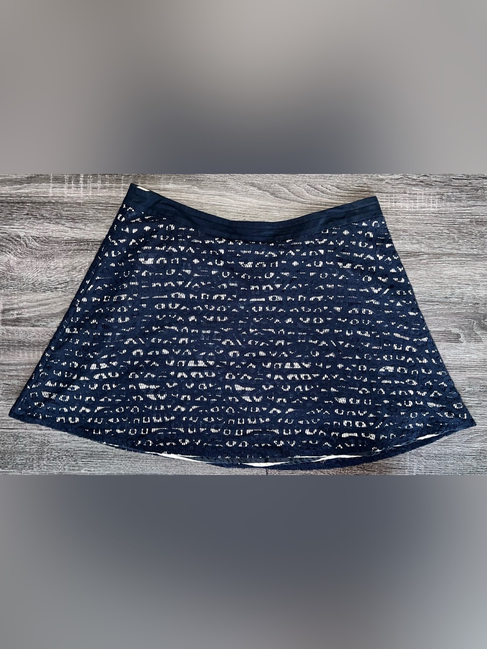 The Limited Navy Blue Lace Overlay Skater Skirt | Size 14